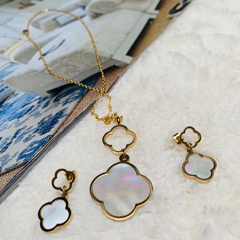 Fashion  Set of Gold Plated Necklace and Earrings